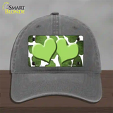 Lime Green White Hearts Giraffe Oil Rubbed Novelty License Plate Hat Unconstructed Cotton / Charcoal