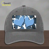 Light Blue White Hearts Giraffe Oil Rubbed Novelty License Plate Hat Unconstructed Cotton / Charcoal