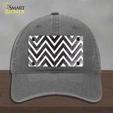 Black White Chevron Oil Rubbed Novelty License Plate Hat Unconstructed Cotton / Charcoal