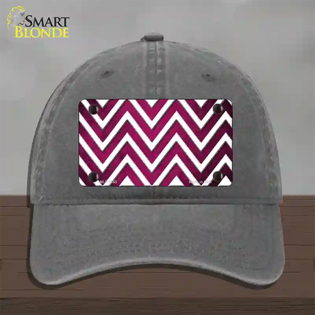 Pink White Chevron Oil Rubbed Novelty License Plate Hat Unconstructed Cotton / Charcoal