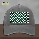 Green White Chevron Oil Rubbed Novelty License Plate Hat Unconstructed Cotton / Charcoal