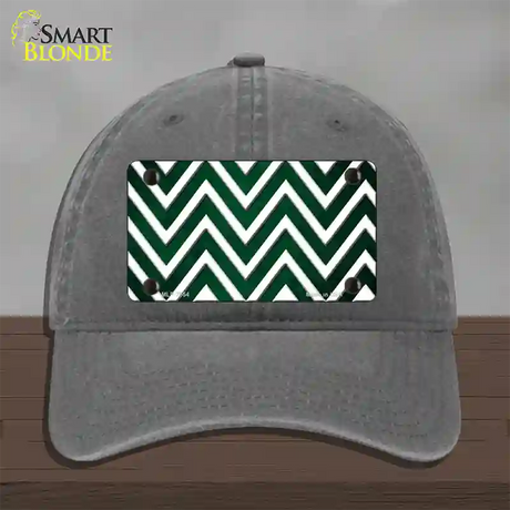 Green White Chevron Oil Rubbed Novelty License Plate Hat Unconstructed Cotton / Charcoal