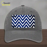 Blue White Chevron Oil Rubbed Novelty License Plate Hat Unconstructed Cotton / Charcoal