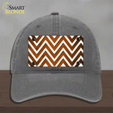 Orange White Chevron Oil Rubbed Novelty License Plate Hat Unconstructed Cotton / Charcoal