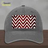 Red White Chevron Oil Rubbed Novelty License Plate Hat Unconstructed Cotton / Charcoal