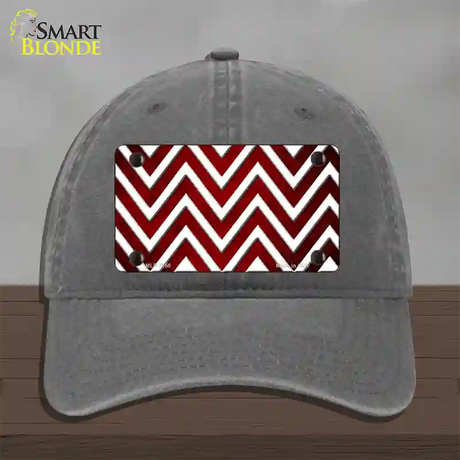 Red White Chevron Oil Rubbed Novelty License Plate Hat Unconstructed Cotton / Charcoal