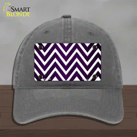 Purple White Chevron Oil Rubbed Novelty License Plate Hat Unconstructed Cotton / Charcoal