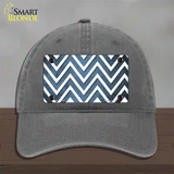 Light Blue White Chevron Oil Rubbed Novelty License Plate Hat Unconstructed Cotton / Charcoal