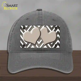 Tan White Hearts Chevron Oil Rubbed Novelty License Plate Hat Unconstructed Cotton / Charcoal