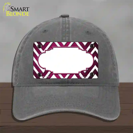 Pink White Chevron Scallop Oil Rubbed Novelty License Plate Hat Unconstructed Cotton / Charcoal