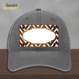 Orange White Chevron Scallop Oil Rubbed Novelty License Plate Hat Unconstructed Cotton / Charcoal