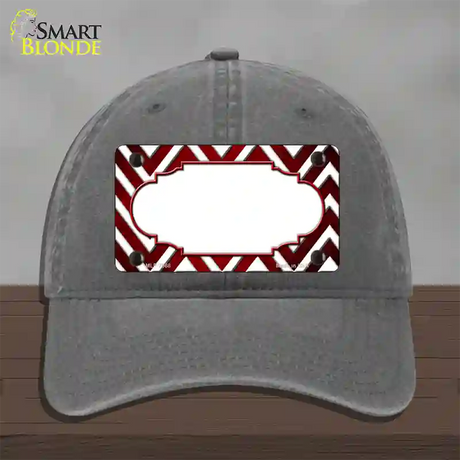 Red White Chevron Scallop Oil Rubbed Novelty License Plate Hat Unconstructed Cotton / Charcoal