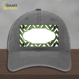 Lime Green White Chevron Scallop Oil Rubbed Novelty License Plate Hat Unconstructed Cotton / Charcoal