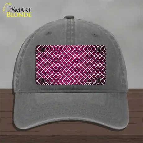 Pink White Quatrefoil Oil Rubbed Novelty License Plate Hat Unconstructed Cotton / Charcoal