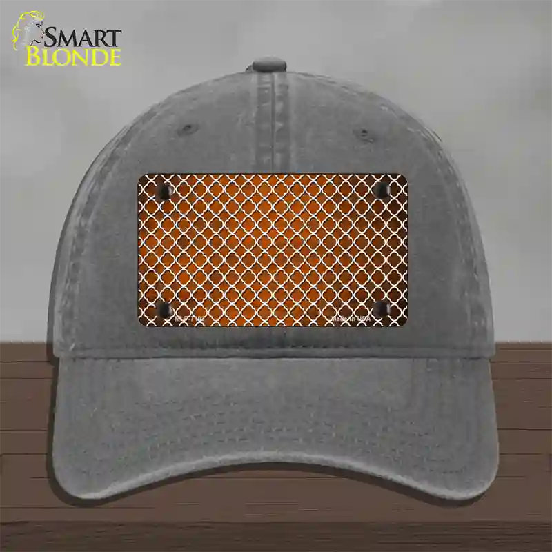 Orange White Quatrefoil Oil Rubbed Novelty License Plate Hat Unconstructed Cotton / Charcoal