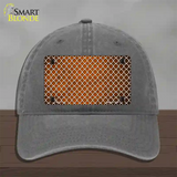 Orange White Quatrefoil Oil Rubbed Novelty License Plate Hat Unconstructed Cotton / Charcoal