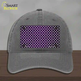 Purple White Quatrefoil Oil Rubbed Novelty License Plate Hat Unconstructed Cotton / Charcoal