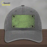 Lime Green White Quatrefoil Oil Rubbed Novelty License Plate Hat Unconstructed Cotton / Charcoal