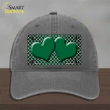 Green White Quatrefoil Hearts Oil Rubbed Novelty License Plate Hat Unconstructed Cotton / Charcoal