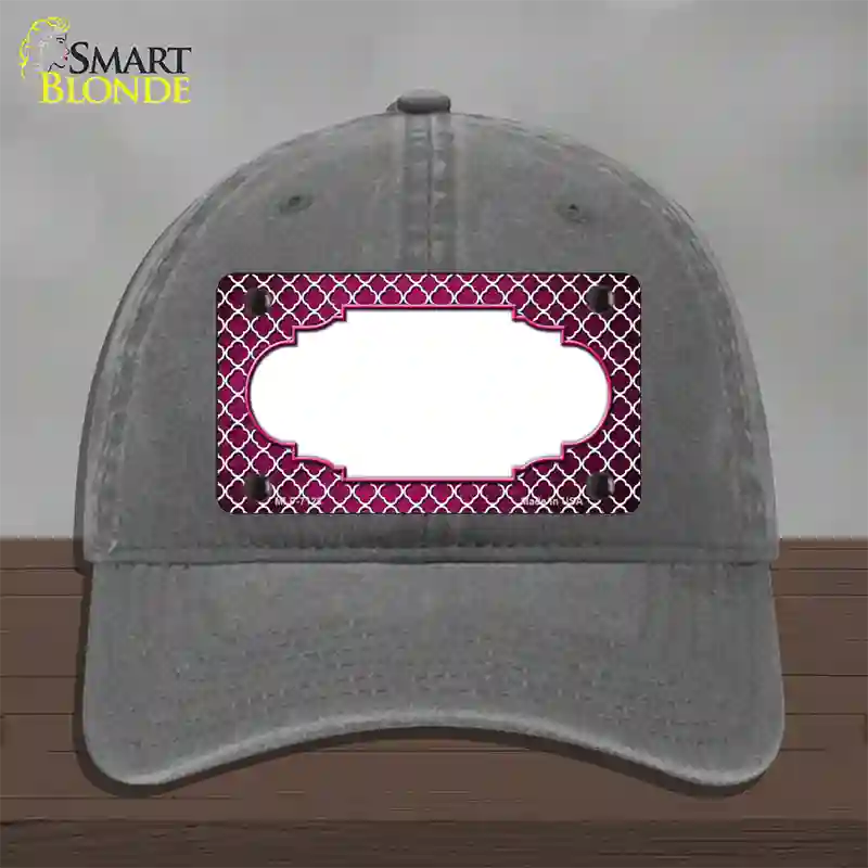 Pink White Quatrefoil Scallop Oil Rubbed Novelty License Plate Hat Unconstructed Cotton / Charcoal