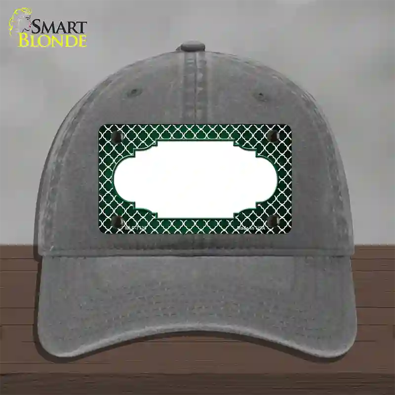 Green White Quatrefoil Scallop Oil Rubbed Novelty License Plate Hat Unconstructed Cotton / Charcoal