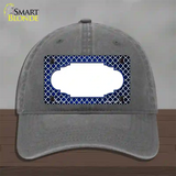 Blue White Quatrefoil Scallop Oil Rubbed Novelty License Plate Hat Unconstructed Cotton / Charcoal