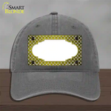 Yellow White Quatrefoil Scallop Oil Rubbed Novelty License Plate Hat Unconstructed Cotton / Charcoal