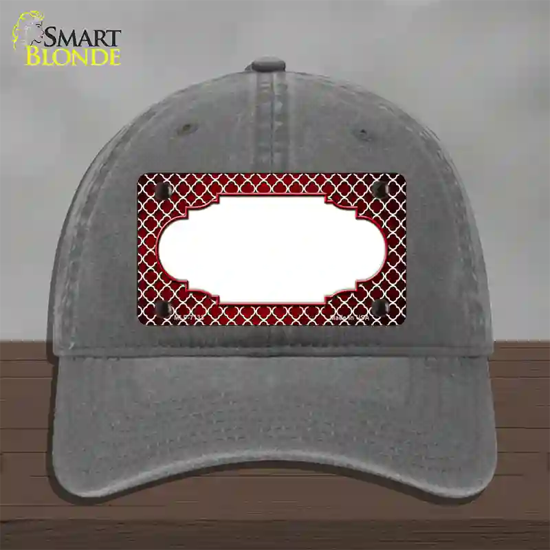 Red White Quatrefoil Scallop Oil Rubbed Novelty License Plate Hat Unconstructed Cotton / Charcoal