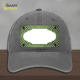 Lime Green White Quatrefoil Scallop Oil Rubbed Novelty License Plate Hat Unconstructed Cotton / Charcoal