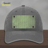 Lime Green White Small Chevron Oil Rubbed Novelty License Plate Hat Unconstructed Cotton / Charcoal