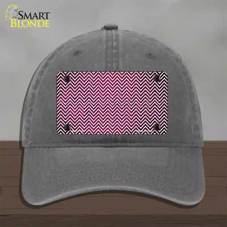 Pink White Small Chevron Oil Rubbed Novelty License Plate Hat Unconstructed Cotton / Charcoal