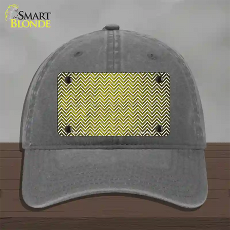 Yellow White Small Chevron Oil Rubbed Novelty License Plate Hat Unconstructed Cotton / Charcoal