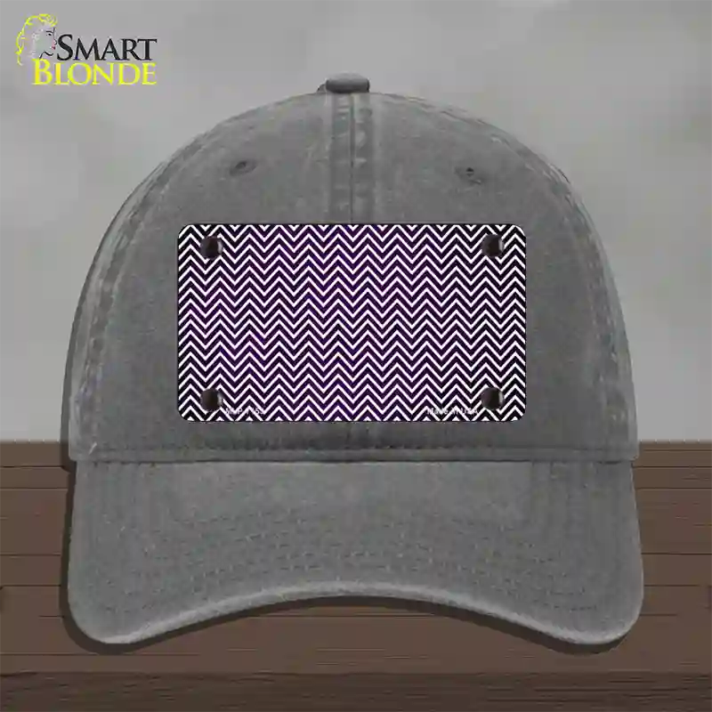 Purple White Small Chevron Oil Rubbed Novelty License Plate Hat Unconstructed Cotton / Charcoal