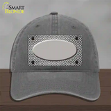 Gray White Small Chevron Oval Oil Rubbed Novelty License Plate Hat Unconstructed Cotton / Charcoal