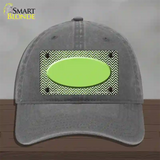 Lime Green White Small Chevron Oval Oil Rubbed Novelty License Plate Hat Unconstructed Cotton / Charcoal