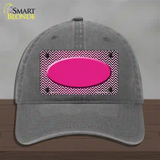 Pink White Small Chevron Oval Oil Rubbed Novelty License Plate Hat Unconstructed Cotton / Charcoal