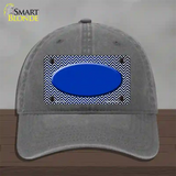 Blue White Small Chevron Oval Oil Rubbed Novelty License Plate Hat Unconstructed Cotton / Charcoal