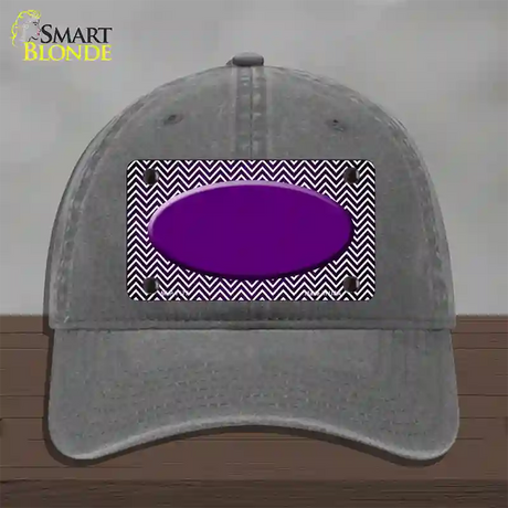 Purple White Small Chevron Oval Oil Rubbed Novelty License Plate Hat Unconstructed Cotton / Charcoal