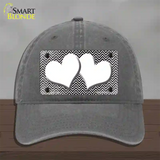 Black White Small Chevron Hearts Oil Rubbed Novelty License Plate Hat Unconstructed Cotton / Charcoal