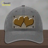 Brown White Small Chevron Hearts Oil Rubbed Novelty License Plate Hat Unconstructed Cotton / Charcoal