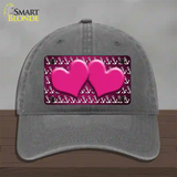 Pink White Anchor Hearts Oil Rubbed Novelty License Plate Hat Unconstructed Cotton / Charcoal