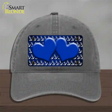 Blue White Anchor Hearts Oil Rubbed Novelty License Plate Hat Unconstructed Cotton / Charcoal