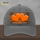 Orange White Anchor Hearts Oil Rubbed Novelty License Plate Hat Unconstructed Cotton / Charcoal