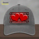 Red White Anchor Hearts Oil Rubbed Novelty License Plate Hat Unconstructed Cotton / Charcoal