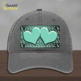 Mint White Anchor Hearts Oil Rubbed Novelty License Plate Hat Unconstructed Cotton / Charcoal