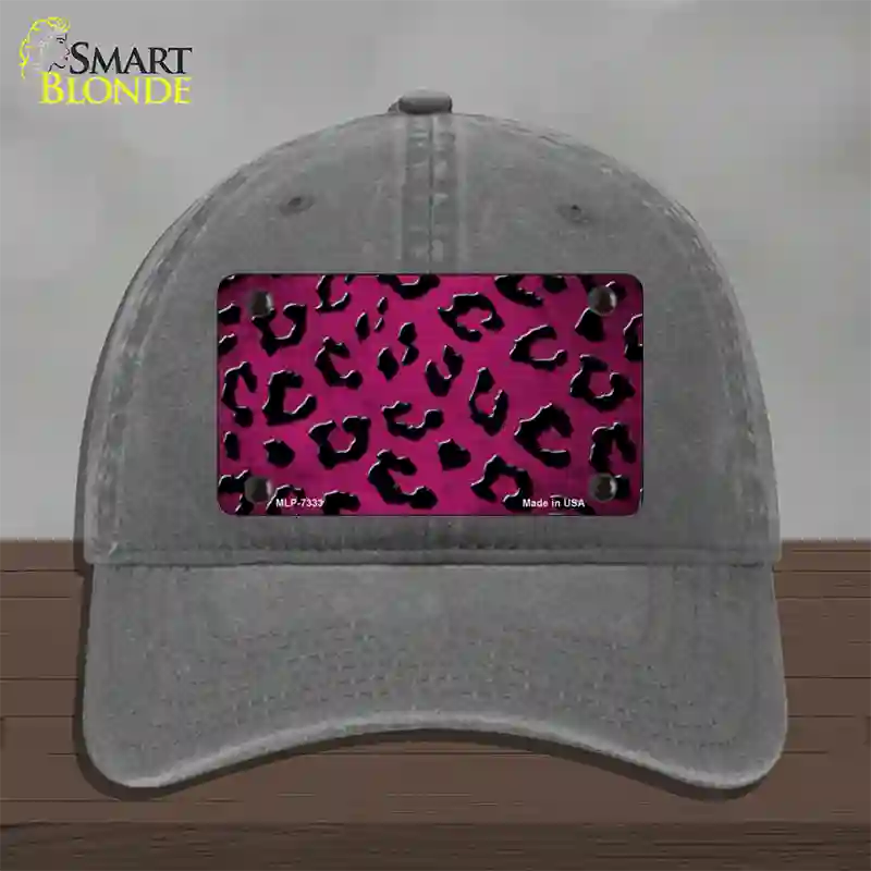 Pink Black Cheetah Oil Rubbed Novelty License Plate Hat Unconstructed Cotton / Charcoal