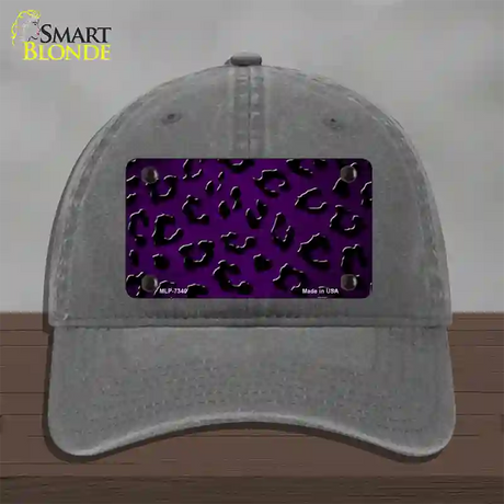 Purple Black Cheetah Oil Rubbed Novelty License Plate Hat Unconstructed Cotton / Charcoal