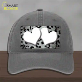 White Black Cheetah Hearts Oil Rubbed Novelty License Plate Hat Unconstructed Cotton / Charcoal