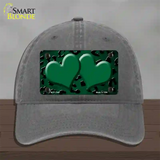 Green Black Cheetah Hearts Oil Rubbed Novelty License Plate Hat Unconstructed Cotton / Charcoal