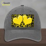 Yellow Black Cheetah Hearts Oil Rubbed Novelty License Plate Hat Unconstructed Cotton / Charcoal